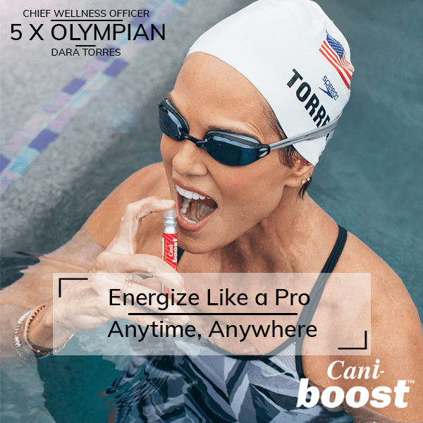 Olympic swimmer Dara Torres using CBD oral spray with vitamins for energy