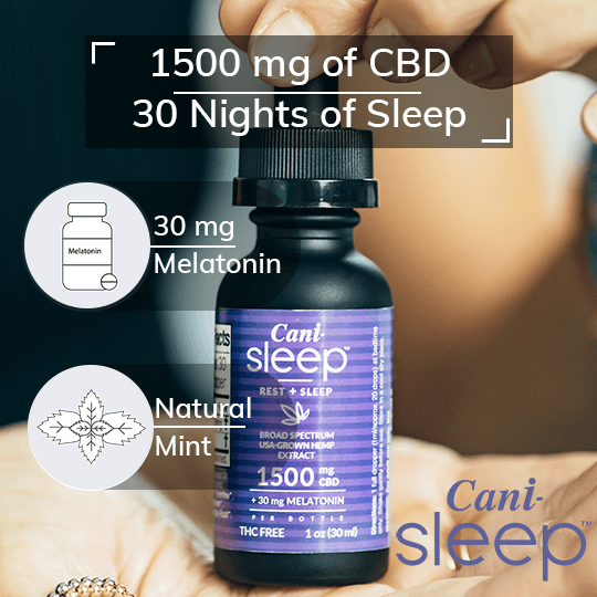 Alt=“CBD sleep oil containing melatonin”