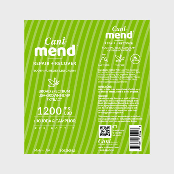 Cani-Mend 1200 CBD topical cream label
